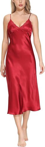 قميص نوم نسائي طويل من الحرير من OSCAR ROSSA قميص نوم حريري 100% كامل الانزلاق مع دانتيل ساحر in Kuwait