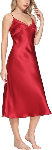 قميص نوم نسائي طويل من الحرير من OSCAR ROSSA قميص نوم حريري 100% كامل الانزلاق مع دانتيل ساحر in Kuwait