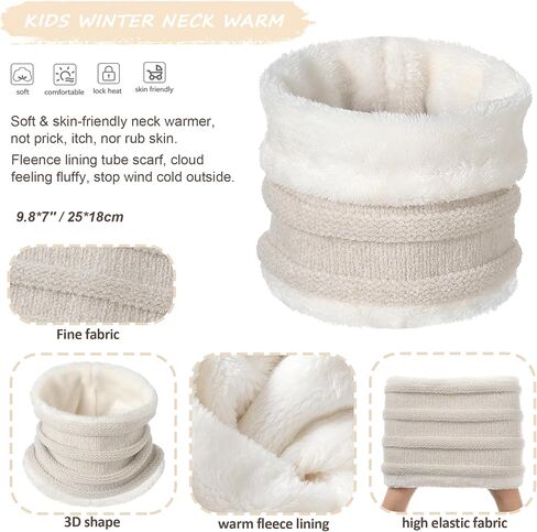 Toddler Hat Scarf And Glove Set Boy Girl Winter Pom Beanie Hat Neck Warmer Tube Mitten Gloves Ages 2-4 2t-4t 3-5 Fleece Lined in Kuwait