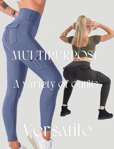 Cargo Leggings with Pockets for Women High Waisted Yoga Workout Lounge Pants XS-2XL in Kuwait
