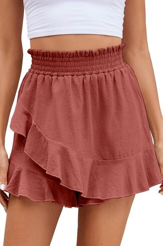 Naggoo Womens Summer Shorts Flowy Casual Ruffle High Waisted Shorts in Kuwait
