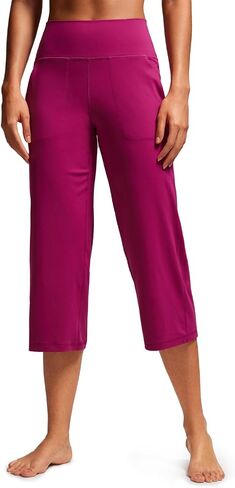 CRZ YOGA Womens Butterluxe High Waist Wide Leg Pants with Pockets 21.5 Inches - Buttery Soft Lounge Gym Workout Yoga Capris in Saudi Arabia