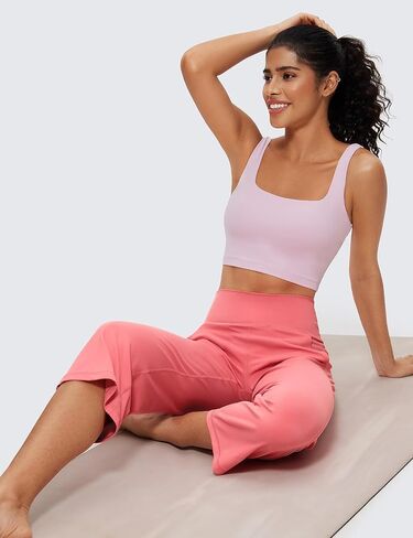 بنطال CRZ YOGA النسائي Butterluxe عالي الخصر وواسع الساق مع جيوب 21.5 بوصة - زبداني ناعم صالة الألعاب الرياضية تجريب اليوغا Capris in Kuwait