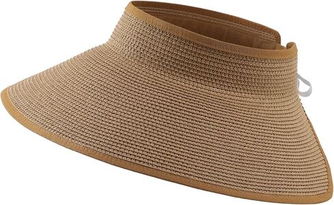 Home Prefer Women's Straw Sun Hat UPF50+ Wide Brim Beach Hat Roll Up Sun Visor in Kuwait