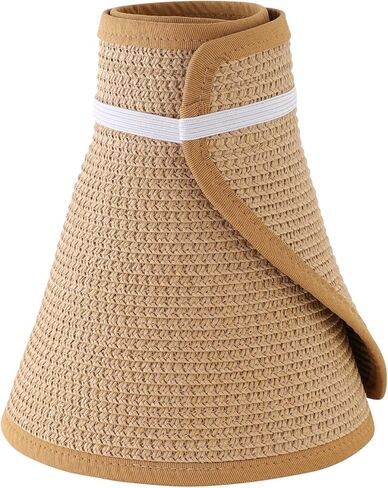 Home Prefer Women's Straw Sun Hat UPF50+ Wide Brim Beach Hat Roll Up Sun Visor in Kuwait