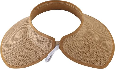 Home Prefer Women's Straw Sun Hat UPF50+ Wide Brim Beach Hat Roll Up Sun Visor in Kuwait