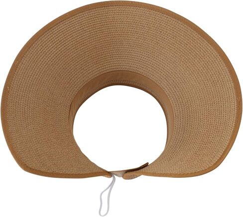 Home Prefer Women's Straw Sun Hat UPF50+ Wide Brim Beach Hat Roll Up Sun Visor in Kuwait