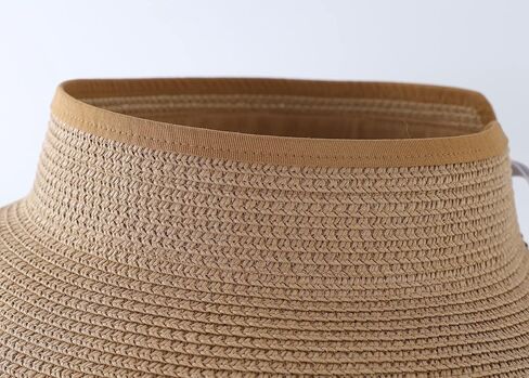 Home Prefer Women's Straw Sun Hat UPF50+ Wide Brim Beach Hat Roll Up Sun Visor in Kuwait