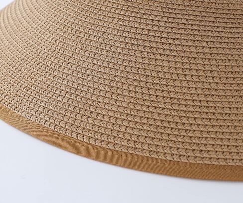 Home Prefer Women's Straw Sun Hat UPF50+ Wide Brim Beach Hat Roll Up Sun Visor in Kuwait