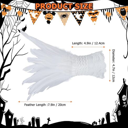 قفازات Klfoho النسائية من الريش معصمه من الدانتيل وقفازات طويلة لحفلات الزفاف والهالوين، قفازات بدون أصابع وأصفاد للمعصم in Kuwait