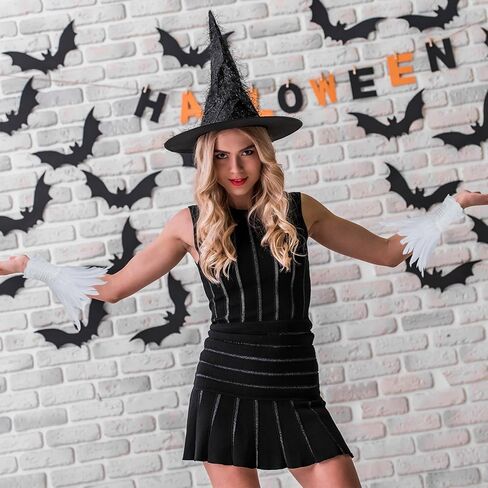 قفازات Klfoho النسائية من الريش معصمه من الدانتيل وقفازات طويلة لحفلات الزفاف والهالوين، قفازات بدون أصابع وأصفاد للمعصم in Kuwait