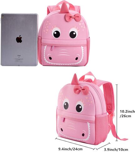 KK CRAFTS Preschool Toddler Backpack with Leash, 3D Cute Cartoon Neoprene Animal Schoolbag for Kids Boys Girls(Baby Unicorn) in Saudi Arabia