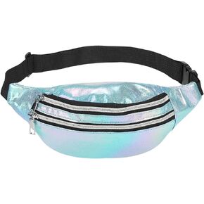 حزمة فاني للنساء من باتيكل 80s، حقيبة خصر قابلة للتعديل 90s Fanny Pack للحفلات والجري، أبيض ساطع