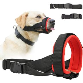 كمامة كلب باركليس، كمامة مريحة مبطنة وناعمة للعض والمضغ، كمامة قابلة للتعديل للكلاب الصغيرة والمتوسطة والكبيرة كورجي لابرادور، تسمح بالشرب واللهاث in Kuwait