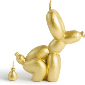 6sisc 2Pcs Pooping Balloon Dog Shaped Scented Foil Gold Candles Funny Gift Danish Pastel Room Aesthetic Decor Pine Fragrance Aromatherapy Candle Handmade Natural Soy Wax for Home Bedroom 3.9 x 4.1 in