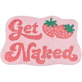 Get Naked Bathroom Rugs, Soft Thick Microfiber Rug, Funny Cute Pink Strawberry Bath Mats, 20"x32" Water Absorbent Non Slip Washable Mat in Kuwait