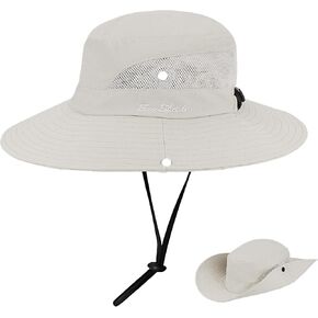 Womens Sun Hat with Ponytail Hole Outdoor UV Protection Beach Sun Hats Foldable Summer Wide Brim Bucket Hats