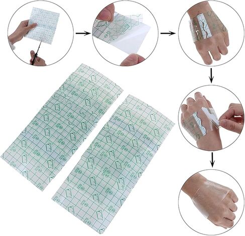 50 ورقة من ضمادات الوشم للعناية اللاحقة مقاومة للماء، ضمادات شفافة لشفاء الجلد الثاني، ضمادات واقية، ضمادات لاصقة، شريط لاصق، ضمادات شفافة، شريط وشم (10 * 12 سم) in Kuwait