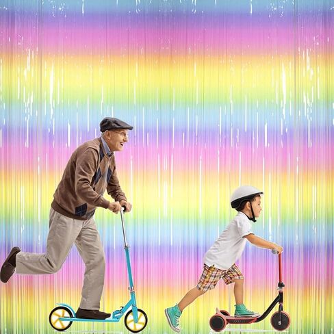 ستائر خلفية باللونين الأسود والذهبي لتزيين الحفلات - مقاس 6 × 8 أقدام، عبوة من قطعتين | LILF Bicolor شراشيب معدنية الستار بهرج غاسل لعيد ميلاد حفلة التخرج دش الزفاف كابينة تصوير خلفية لوازم in Kuwait