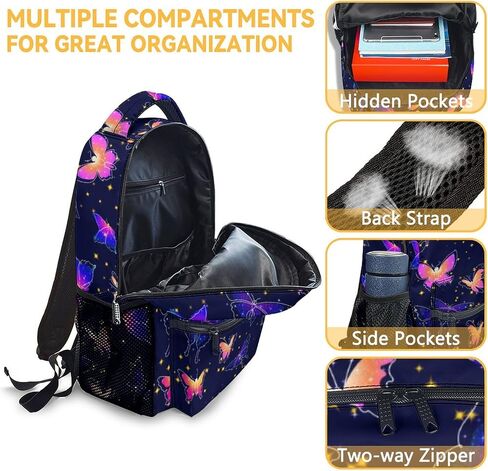 Butterfly School Backpack for Girls Boys, 16 Inch Backpacks for Kids Age 10-12, Fashion Lightweight Bookbag for Travel in Saudi Arabia