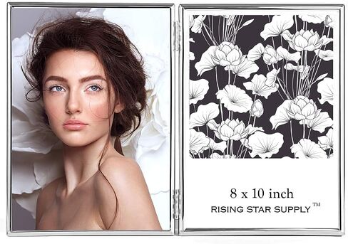 إطارات الصور المزدوجة الذهبية من Rising Star مقاس 8x10، إطار صورة مفصلي، إطار معدني قابل للطي، إطار صورة مزدوج جنبًا إلى جنب in Kuwait