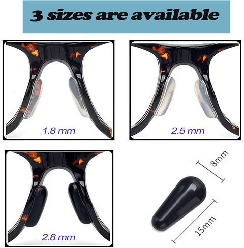 15 Pairs Eyeglass Nose Pads Adhesive Silicone Soft Anti Slip Nose Pads for Plastic Frames Eyeglasses and Sunglasses (Black 1.8mm) in Saudi Arabia