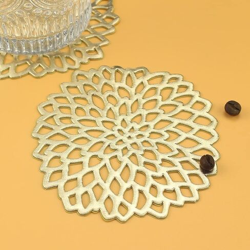 Sweet Elegance® Coasters Set of 6 Hollow PVC Coaster Cup Mats Ornament Decorations for Bar Home Festival (Rose Gold) in Saudi Arabia