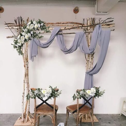 Wedding Arch Flowers,3Pcs Set White Rose Decorative Floral Swags, Artificial Greenery Eucalyptus Leaves Flower For Sheer Drapes, Wedding Chair, Arbor, Wedding Ceremony and Reception Arrangement in Kuwait