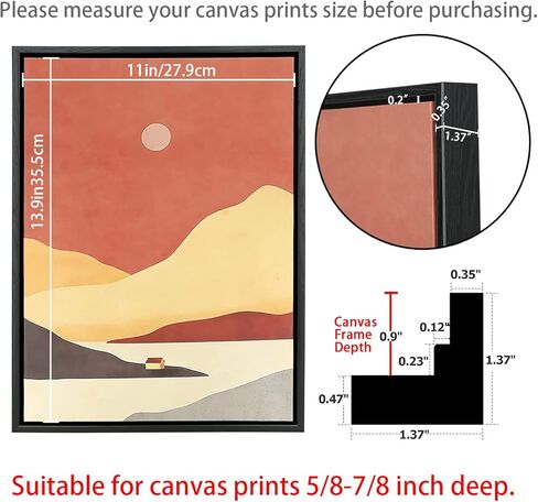 LTYHHK إطار عائم لمطبوعات قماش 1 × 14 بوصة، إطارات عائم عميقة 5/8-7/8 بوصة للوحات القماش، إطار عائم لمطبوعات الزيت، طلاء ماسي، طلاء بالأرقام (LB114) in Kuwait