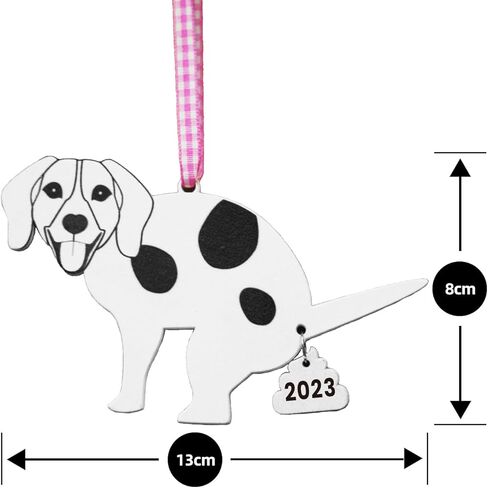 زينة الكريسماس 2021 - زينة كلب لشجرة الكريسماس - براز كلب خشبي مضحك معلق هدايا زينة للديكور الداخلي للمنزل والعطلات in Kuwait