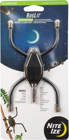 Nite Ize BugLit Rechargeable Micro Flashlight - LED Bug Light for Indoors or Outdoors - Clip On Reading Light - Tent Light for Camping - Task Light with Gear Tie Legs - USB Rechargeable - Bright Blue in Saudi Arabia