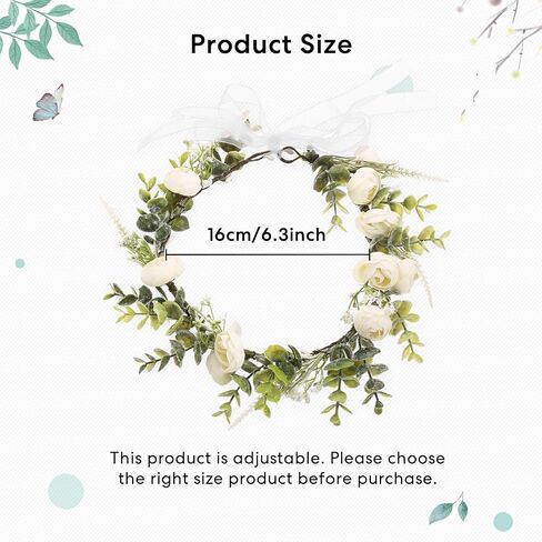 Dog Wedding Flower Collar Dog Flower Crown Wedding Adjustable Green Eucalyptus Leaf Flower Wreath for Home Wedding Birthday Party Decor in Kuwait