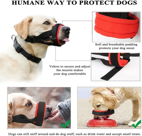 كمامة كلب باركليس، كمامة مريحة مبطنة وناعمة للعض والمضغ، كمامة قابلة للتعديل للكلاب الصغيرة والمتوسطة والكبيرة كورجي لابرادور، تسمح بالشرب واللهاث in Kuwait