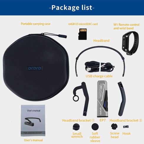 ORDRO 4K Video Camera FPV Vlog Camera Camcorder EP7 4K 60FPS Wearable Video Camera Recorder with Gimbal Stabilizer Remote Control Carrying Case and 64GB MicroSDXC U3 Card in Saudi Arabia