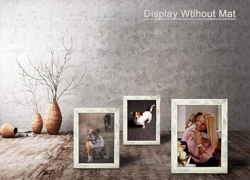 إطارات صور Alkerman مقاس 5x7 (عبوة من قطعتين)، عرض الصور 4x6 مع حصيرة أو 5x7 بدون حصيرة، نمط خشبي أبيض ريفي زجاج عالي الوضوح لعرض سطح الطاولة وإطار صور مثبت على الحائط in Kuwait