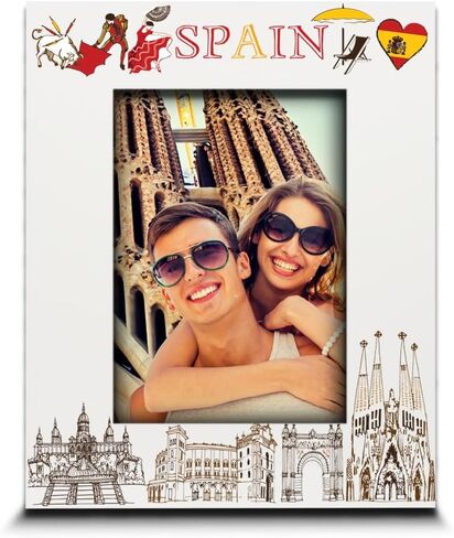 إطار صورة BELLA BUSTA-Spain - حفل زفاف، شهر العسل، عطلة، مغامرات في إسبانيا - مجموعة تصميم رموز مطبوعة بالأشعة فوق البنفسجية بإسبانيا (5x7 عموديًا) in Kuwait