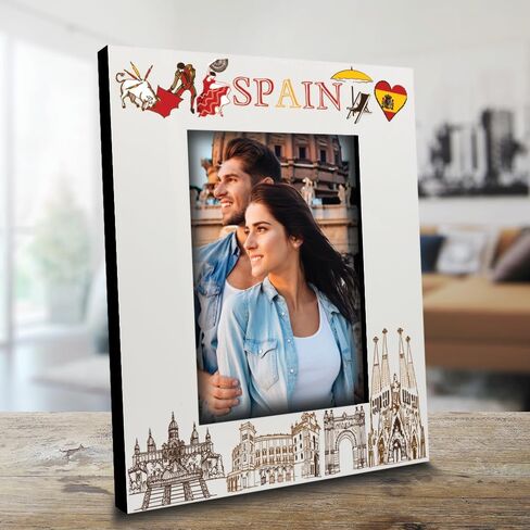 إطار صورة BELLA BUSTA-Spain - حفل زفاف، شهر العسل، عطلة، مغامرات في إسبانيا - مجموعة تصميم رموز مطبوعة بالأشعة فوق البنفسجية بإسبانيا (5x7 عموديًا) in Kuwait