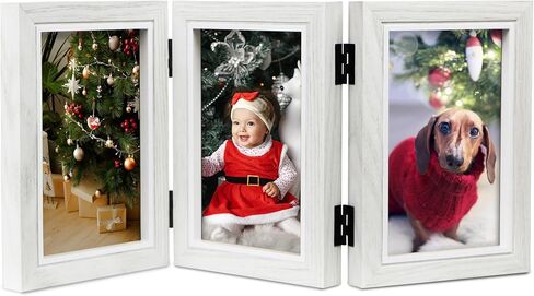 Trifold Picture Frame 4x6 Three Photo Collage Frame Hinged Foldable Frame for Tabletop,Gift for Mother,Friend in Kuwait