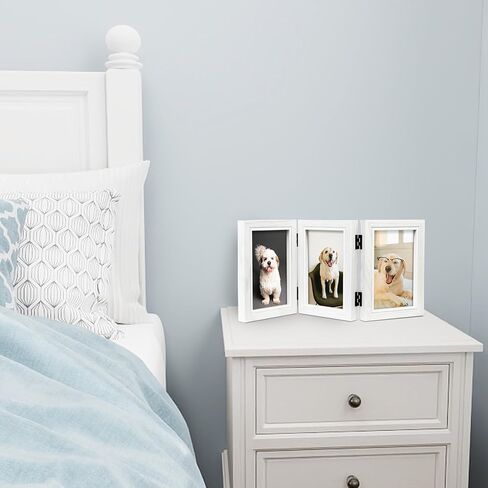 Trifold Picture Frame 4x6 Three Photo Collage Frame Hinged Foldable Frame for Tabletop,Gift for Mother,Friend in Kuwait