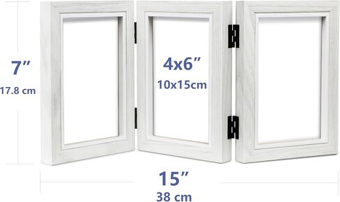 Trifold Picture Frame 4x6 Three Photo Collage Frame Hinged Foldable Frame for Tabletop,Gift for Mother,Friend in Kuwait