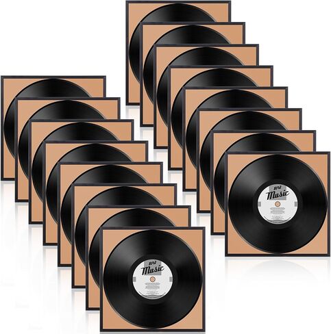 Geetery 18 Pcs Black Vinyl Record Album Frame 12.5 x 12.5 Inch, Aluminum Metal Music Picture Frame Cover Wall Mount with Polished Acrylic for Wall Hanger, LP Record Insert Not Included in Saudi Arabia