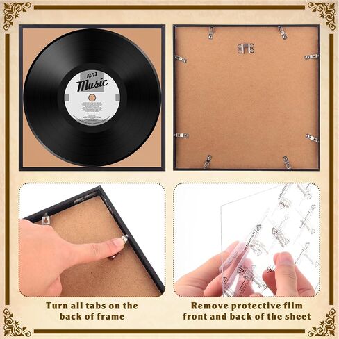 Geetery 18 Pcs Black Vinyl Record Album Frame 12.5 x 12.5 Inch, Aluminum Metal Music Picture Frame Cover Wall Mount with Polished Acrylic for Wall Hanger, LP Record Insert Not Included in Saudi Arabia