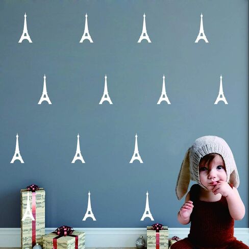 40 Pieces/Pack paris Eiffel Tower Pattern Wall Sticker Vinyl Home Decoration Art Decor Sticker Kids Nursery Bedroom Boy room Wall Decor Art Adesivo Decal (BLACK) in Kuwait