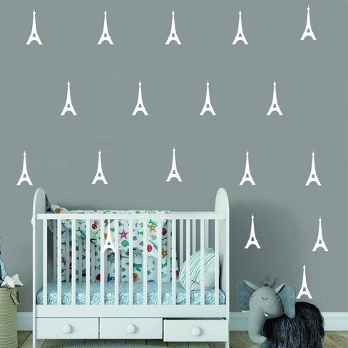 40 Pieces/Pack paris Eiffel Tower Pattern Wall Sticker Vinyl Home Decoration Art Decor Sticker Kids Nursery Bedroom Boy room Wall Decor Art Adesivo Decal (BLACK) in Kuwait