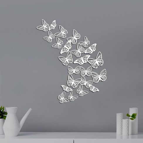 بينك بلوم ملصقات فنية جدارية ثلاثية الابعاد على شكل فراشات بيضاء، ورق قابل للازالة بتصميم فراشة لؤلؤي لغرفة الاطفال وغرفة المعيشة والحضانة وغرفة النوم (36 قطعة) in Kuwait