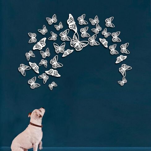 بينك بلوم ملصقات فنية جدارية ثلاثية الابعاد على شكل فراشات بيضاء، ورق قابل للازالة بتصميم فراشة لؤلؤي لغرفة الاطفال وغرفة المعيشة والحضانة وغرفة النوم (36 قطعة) in Kuwait