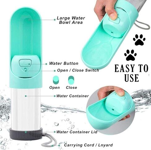 موزع وعاء زجاجة مياه للشرب قابل للطي للحيوانات الأليفة والكلب والقطط والحيوانات أثناء السفر. أحضر للمشي والمشي لمسافات طويلة وأي أنشطة. زجاجة مياه محمولة أفضل صديق للرجل لأصحاب الحيوانات الأليفة أثناء التنقل (أزرق) in Kuwait