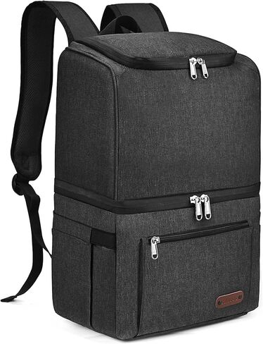 Double Deck Cooler Backpack for Men Women 33 Cans - Lightweight Insulated Lunch Backpack - Cooler Bag for Hiking, Travel, Picnics, Camping, Fishing, Outdoor -MIYCOO (25L, Black) in Kuwait