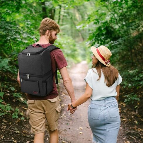 Double Deck Cooler Backpack for Men Women 33 Cans - Lightweight Insulated Lunch Backpack - Cooler Bag for Hiking, Travel, Picnics, Camping, Fishing, Outdoor -MIYCOO (25L, Black) in Kuwait