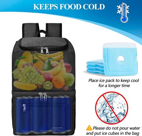 Double Deck Cooler Backpack for Men Women 33 Cans - Lightweight Insulated Lunch Backpack - Cooler Bag for Hiking, Travel, Picnics, Camping, Fishing, Outdoor -MIYCOO (25L, Black) in Kuwait